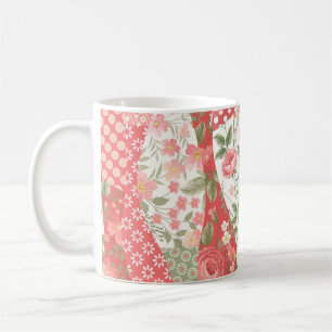 Patchwork roses: seamless pattern design. coffee mug