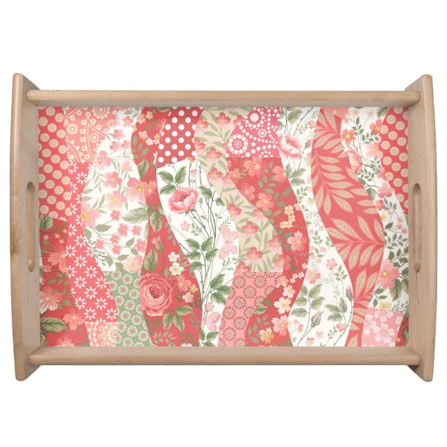 Patchwork roses: seamless pattern design. serving tray (Front)