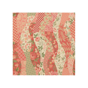 Patchwork roses: seamless pattern design. wood wall art