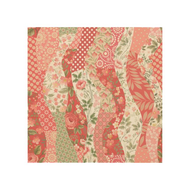 Patchwork roses: seamless pattern design. wood wall art (Front)