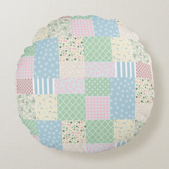 Patchwork  round pillow (Front)