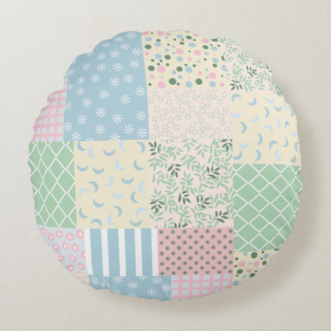 Patchwork  round pillow (Front)