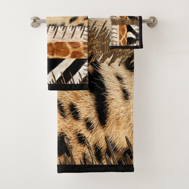 “Patchwork Safari Chic”  Bath Towel Set (Insitu)