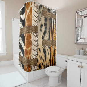 “Patchwork Safari Chic” Shower Curtain