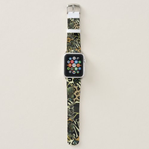 Patchwork Safari Watercolor Animal Print Apple Watch Band