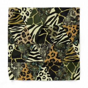 Patchwork Safari: Watercolor Animal Print. Bandana