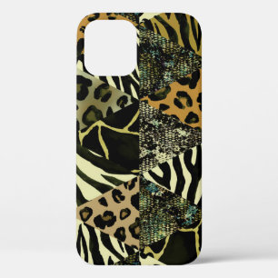 Patchwork Safari: Watercolor Animal Print. iPhone 12 Case