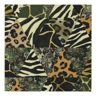 Patchwork Safari: Watercolor Animal Print. Faux Canvas Print