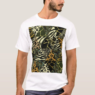 Patchwork Safari: Watercolor Animal Print. T-Shirt