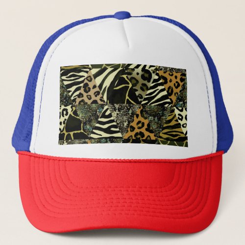 Patchwork Safari Watercolor Animal Print Trucker Hat