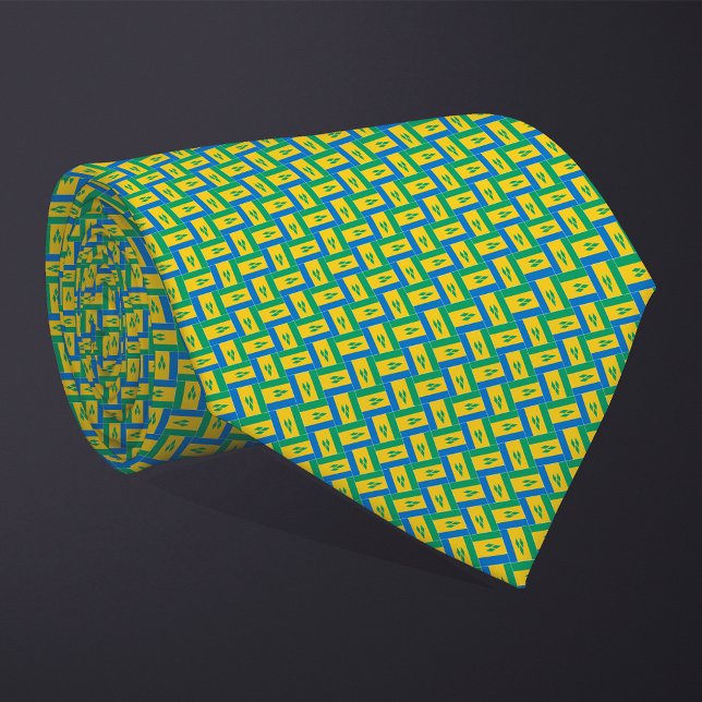 Patchwork Saint Vincent and the Grenadines Flag Pa Neck Tie (Creator Uploaded)
