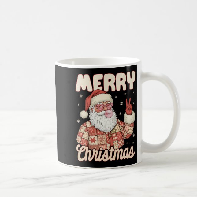 Patchwork Santa Claus Xmas Merry Christmas Men Wom Coffee Mug (Right)