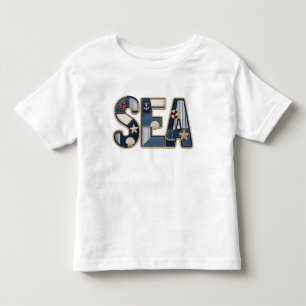 Patchwork Sea Quilted PNG Coastal Sewing Design Toddler T-shirt