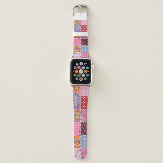 Patchwork seamless, cute fabric pattern. apple watch band (Front)