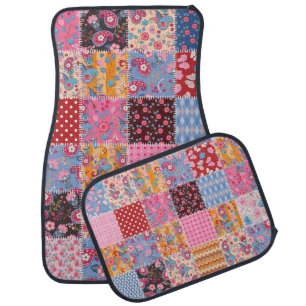 Patchwork seamless, cute fabric pattern. car floor mat
