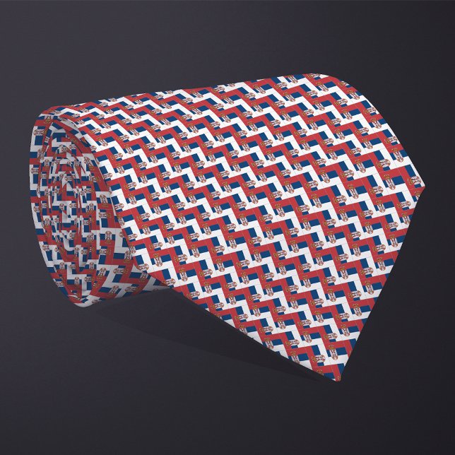 Patchwork Serbia Flag Pattern  Neck Tie (Creator Uploaded)