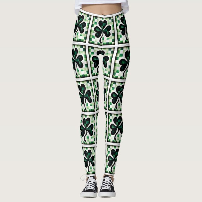 Patchwork Shamrock Leggings (Front)