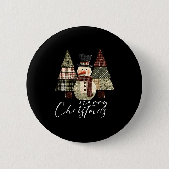 Patchwork Snowman,patchwork Christmas Tree Funny G Button (Front)