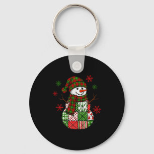Patchwork Snowman, Retro Funny Christmas Keychain