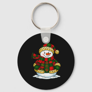 Patchwork Snowman Retro Funny Christmas Snowman Ho Keychain