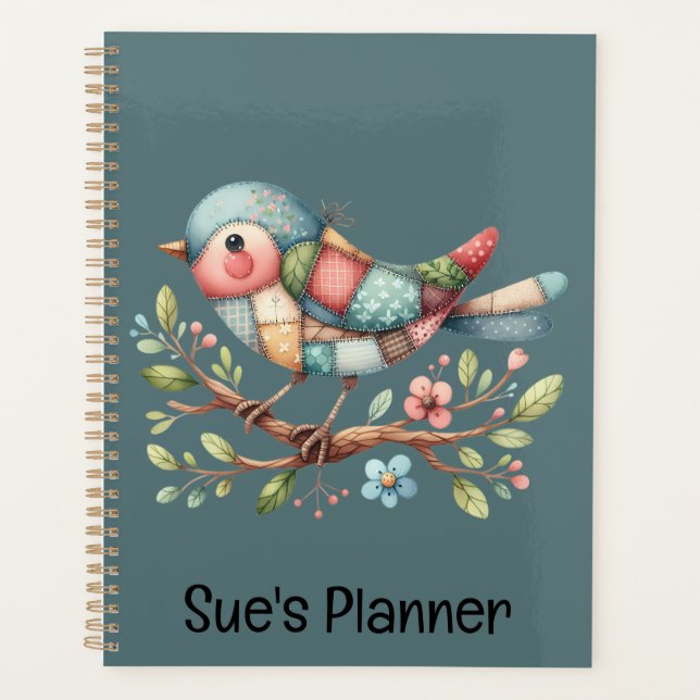 Patchwork Songbird on Blooming Branch Planner (Front)