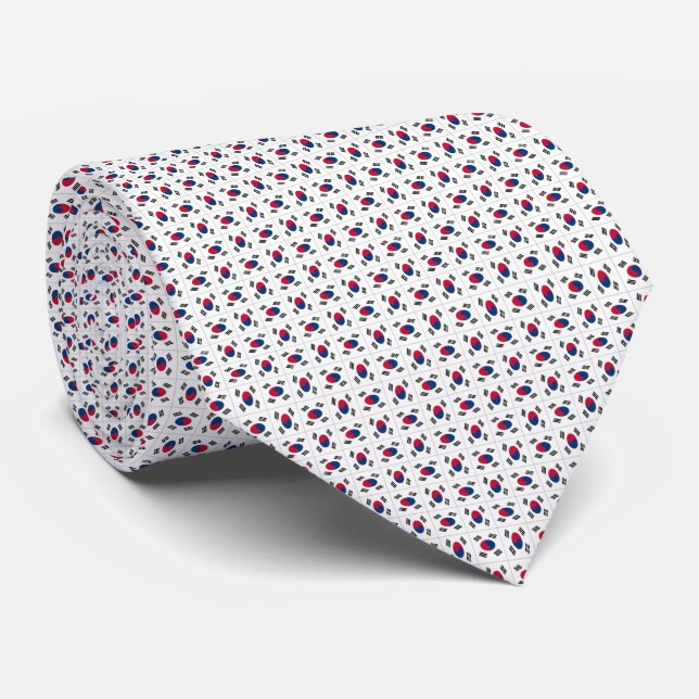 Patchwork South Korea Flag Pattern  Neck Tie (Rolled)