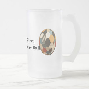 Patchwork Sphere: Cozy Quilted Soccer Ball Frosted Glass Beer Mug