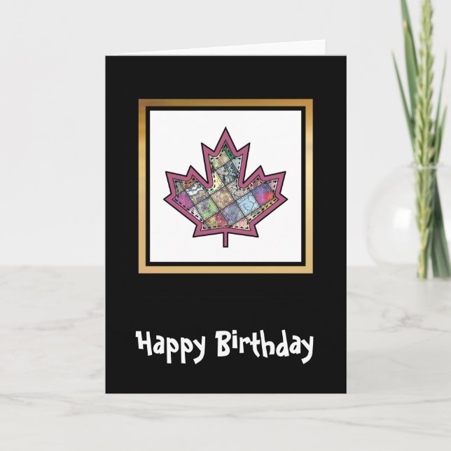 Patchwork Stitched Maple Leaf  5 Card (Front)