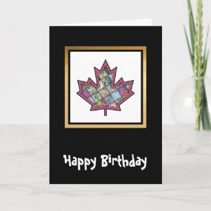 Patchwork Stitched Maple Leaf 5 Card