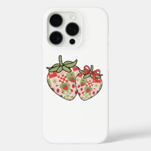 Patchwork Strawberry Hearts Cute Coquette Art iPhone 16 Pro Case