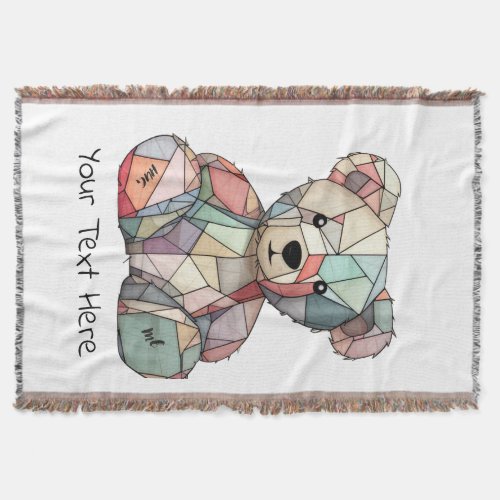 Patchwork Style Baby Bear  Heart Motif  Throw Blanket