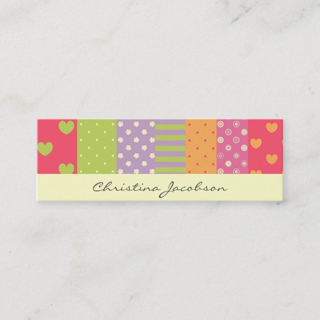 Patchwork-style Calling Mini Business Card (Front)