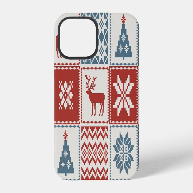 Patchwork Style: Christmas Ornamental Pattern Iphone Case (Back)