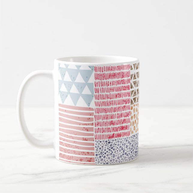 Patchwork Style Cute Doodle Pattern Coffee Mug (Left)
