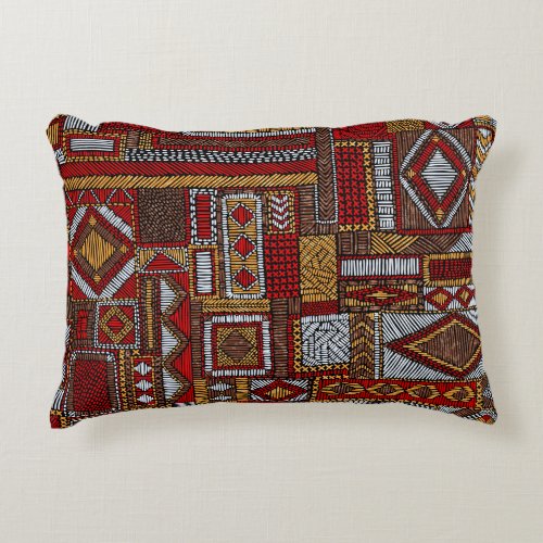Patchwork Style Embroidered Ethnic Print Accent Pillow