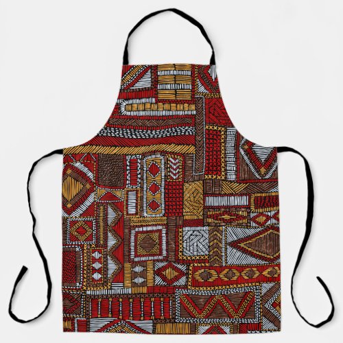 Patchwork Style Embroidered Ethnic Print Apron