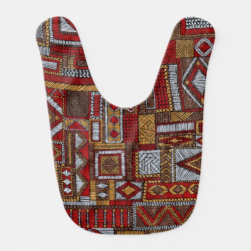 Patchwork Style Embroidered Ethnic Print Baby Bib