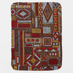 Patchwork Style Embroidered Ethnic Print Baby Blanket