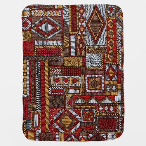 Patchwork Style Embroidered Ethnic Print Baby Blanket