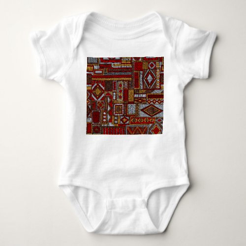 Patchwork Style Embroidered Ethnic Print Baby Bodysuit