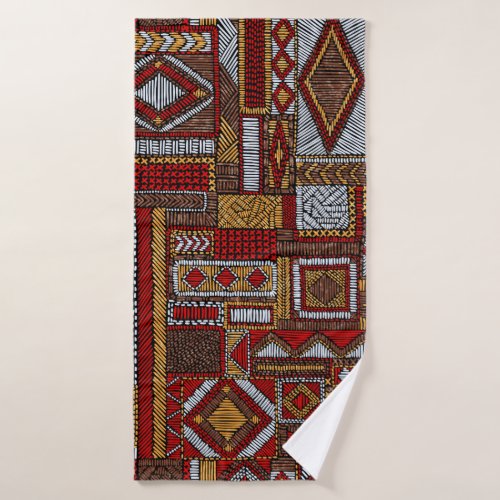 Patchwork Style Embroidered Ethnic Print Bath Towel
