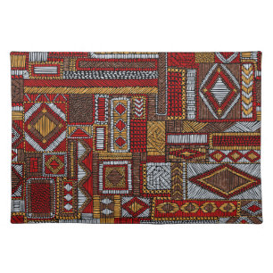 Patchwork Style Embroidered Ethnic Print Cloth Placemat
