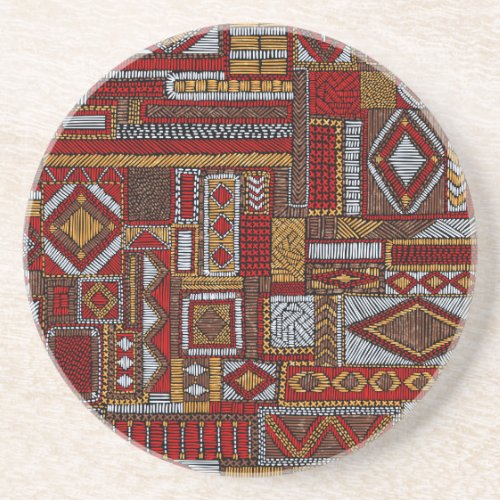 Patchwork Style Embroidered Ethnic Print Coaster