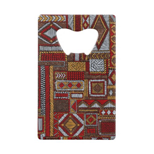 Patchwork Style Embroidered Ethnic Print Credit Card Bottle Opener