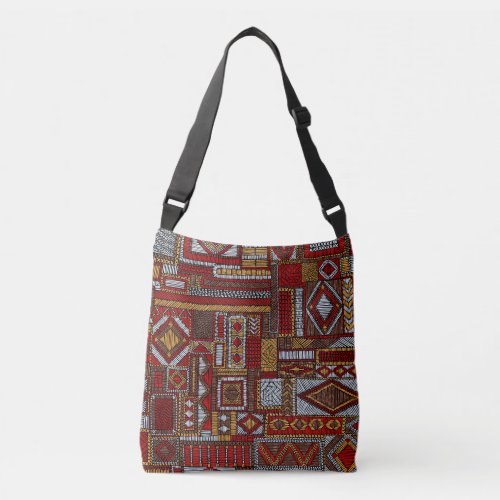 Patchwork Style Embroidered Ethnic Print Crossbody Bag