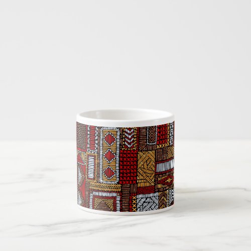 Patchwork Style Embroidered Ethnic Print Espresso Cup