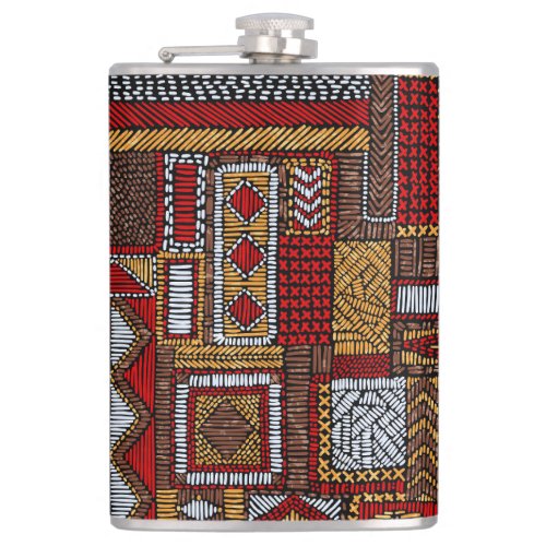 Patchwork Style Embroidered Ethnic Print Flask