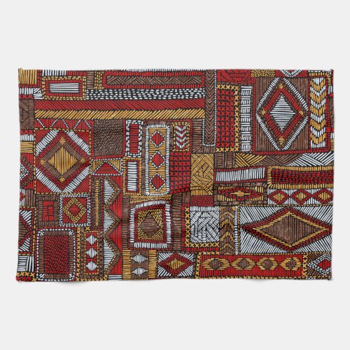 Patchwork Style Embroidered Ethnic Print Kitchen Towel