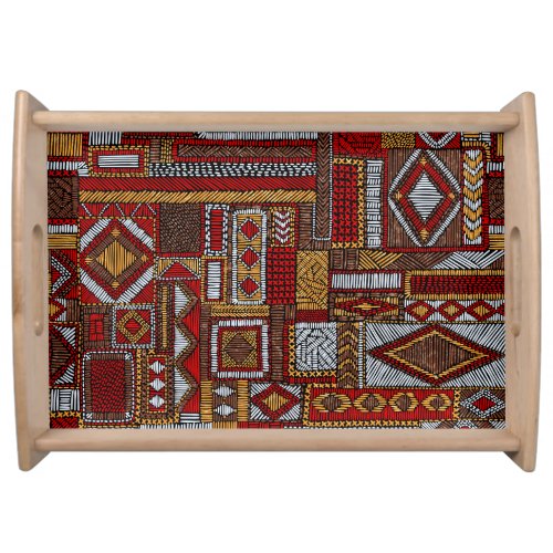 Patchwork Style Embroidered Ethnic Print Serving Tray