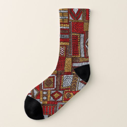 Patchwork Style Embroidered Ethnic Print Socks